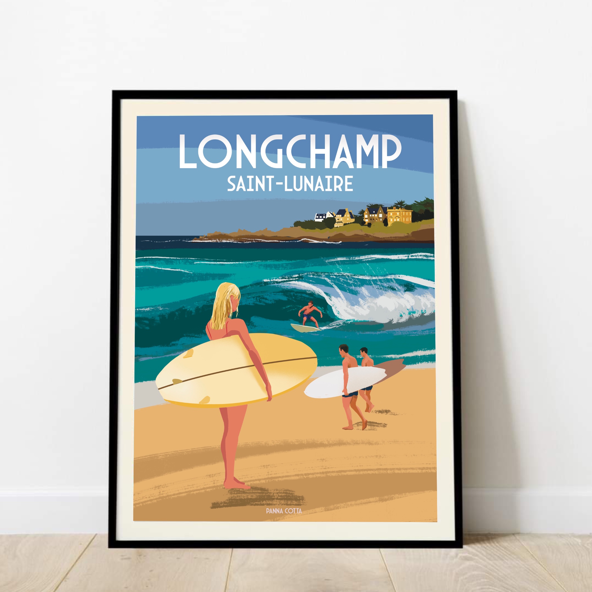 Affiche de Saint-Lunaire, les surfeurs de la plage de Longchamp
